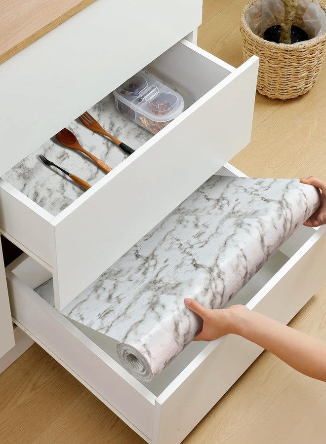 MelunMer Drawer Shelf Liners for Kitchen Cabinets Non-Adhesive 12in X 23.62Ft, Strong Grip Non Slip Bathroom Cupboard Liner Drawers, Shelf Paper Thick Easy to Clean Waterproof/Washable Mat Grey Marble - Image 3